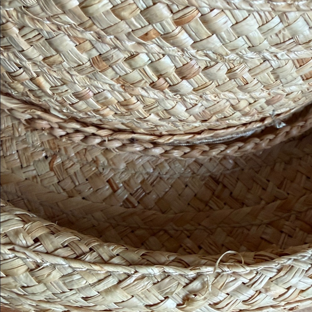 Vintage Liz Claiborne Straw Bowler Rolled Brim Hat Tan With Metal LC Brand Tag - Picture 16 of 17